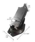 Five Inch Milling Machine Vise With Swivel Base And Four Direction Adjustable Jaws showcased at an angle, highlighting construction and dimensions.