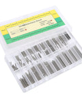 Friction Bar Watch Band Pin Set For Quick Strap Repairs case showing 304 stainless steel 1.2mm pins in 20 sizes, 8 to 27mm range