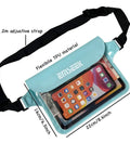 Waterproof Waist Pouch Dry Belt Bag for Swim Surf Snorkel Keep Phone Kindle Wallet Keys and Fob Dry and Safe Lightweight Fanny Pack Submersible to 32 Feet Fits Most Phones Green with black adjustable strap and flexible TPU material