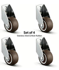 Heavy Duty Anti Sag Gate Caster Wheels Set Of Four With Dead Silent Rubber Rollers To Keep Large Sliding Doors, 2-inch size, stainless steel and mute rubber.