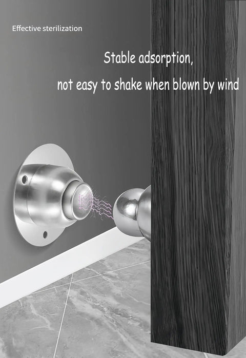 Mini Magnetic Door Stopper 2 Pack, Heavy Duty Stainless Steel Door Stop With Ultra Short Soft Catch Keeps Doors Open Securely