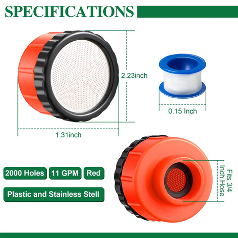 Two Thousand Hole Garden Watering Nozzle With 11 GPM Shower Sprayer Easy Peasy Outdoor Hose Head dimensions and features