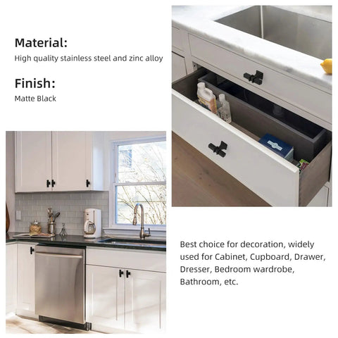 10 Pack Matte Black Cabinet Knobs For Cabinets And Drawers 50mm Length 30mm Height 20mm Base Stainless Steel Square Tube T Bar Kitchen Hardware Easy Install Durable Dresser Knob Pulls For Kitchen Makeover on white kitchen cabinets