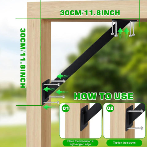 45 Degree Inside Corner Braces For Wood Beams And Posts Heavy Duty Post Bracket Kit For Pergolas Gazebos Decks Treehouses And Patios Black Two Pack Easy Install With Pre Drilled Holes DIY Friendly
