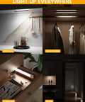 Under Cabinet Lights With Motion Sensor USB C Rechargeable LED Closet Lighting Kit in various home settings