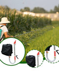 Person using Backpack Spreader Manual Sprayer With Large Fertilizer Bag For Easy Fertilizing Of Corn Fruit Trees And Vegetables