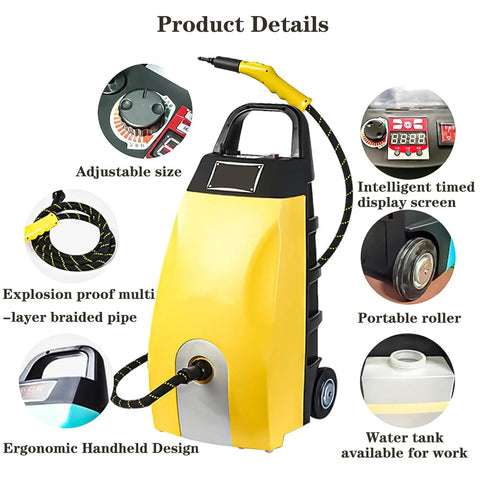 Heavy Duty 3000W Steam Cleaner With 3.5L Tank And 230F High Temp Steam For Restaurant Kitchens Cars And Home Cleaning, yellow