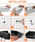 Installation guide for Pegboard Organizer Set 42 Piece Kit With Large Baskets Bins Cups Hooks And Book Holder For Wall Storage