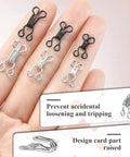 120 Sets Tiny Hooks And Eyes Closures For Sewing, black and silver metal clasps on fingers for clothing repair