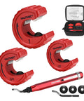 HAUTMEC copper tubing cutter set, 3 red cutters 1 in, 3/4 in, 1/2 in with storage case.