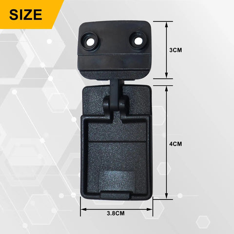 Rear Sliding Window Lock Latch Replacement For Toyota Tacoma Hilux T100 Pickup And 4Runner Quarter Window In Black Plastic Compatible With 69370 35010 Easy Install No Fuss Fit Built To Last For 1989 Through 2005 Models, front view with dimensions
