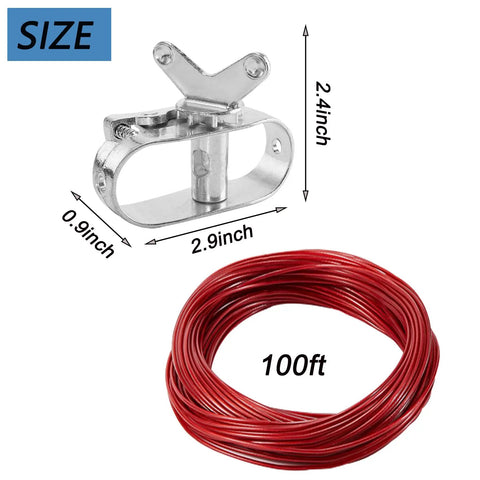 Easy To Install Pool Cover Cable And Winch Kit For Above Ground Pools, 100 Feet Of Heavy Duty Cable With Ratchet, size details shown