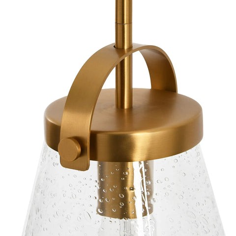 Vintage Inspired Metal And Seedy Glass Ceiling Light In Brushed Gold With A Yoke Mount Trim Ring And Seedy Bubble Diffuser