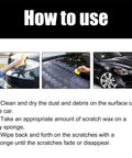 Steps to use Car Paint Scratch Repair Kit With Deep Scratch Remover Paste Polishing Wax Wipe And Sponge For Vehicle Restoration At Home Quick Easy DIY Auto Body Fix