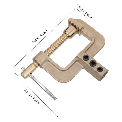 Heavy Duty Ground Clamp For Welders With High Current Transfer And Thickened Copper Contact Design To Stop Rust. Side view of brass clamp.