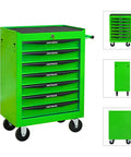 21 Inch Lockable Freestanding Storage Cabinet Rolling Utility Tool Chest Heavy Duty Garage Organizer Green finish with seven drawers