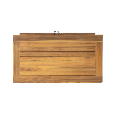 Top view of Outdoor Acacia Wood Storage Cabinet With Two Doors And Four Shelves For Backyard Garden Balcony Coastal Farmhouse Style Tool Organizer