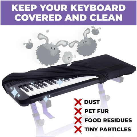 Stretchy Spandex Piano Keyboard Cover For 88 Keys on digital keyboard, protecting from dust and debris, universal fit.