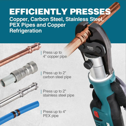 Copper Pipe Press Tool Kit With Half To Two Inch Jaws Propress Style Set Delivers Super Fast Leak Free Joints For Copper Plumbing