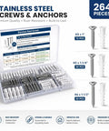 Heavy Duty 264 Piece Drywall Screws And Anchors Kit For Walls And Picture Hanging Stainless Steel Screws With Plastic Wall Anchors