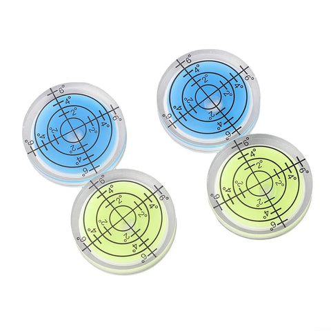 4 Pack 32mm Circular for spirit Level Wear Resistant for acrylic Bubble with blue and green liquid inside.
