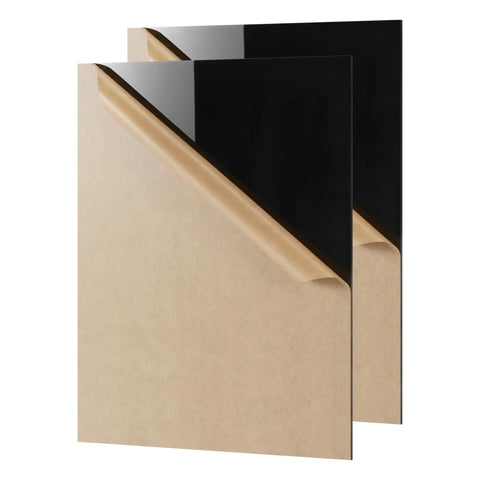 DIY Friendly Opaque Black Acrylic Sheet Pack Of Two 12 By 16 Inches One Eighth Inch Thick Cast Plexiglass Panels For Craft Projects Laser Cutting Photography And Sign Making Weatherproof UV Resistant High Gloss Finish