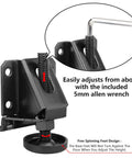 Heavy Duty Leveling Feet For Furniture And Workbenches Adjustable Table Leg Levelers Universal Plated Steel Feet showing adjustable design with 5mm allen wrench, black