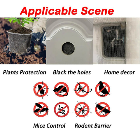 Stainless Steel Wire Mesh Roll For Rodent Control 5 Inch By 30 Foot Hole Filler Fabric with plant pot and use examples.