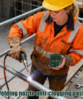 Worker using Nozzle Cleaner Gel 200g For Welding Spatter And Flux Removal on site to maintain TIG nozzles.