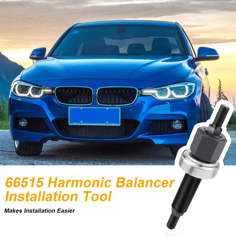 Blue car with Chevy Harmonic Balancer Installer Tool For Small Block And Big Block Cranks image overlay
