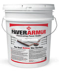 PaverArmor Penetrating Paver Sealer bucket with detailed label, designed to lock moisture from concrete brick and stone.