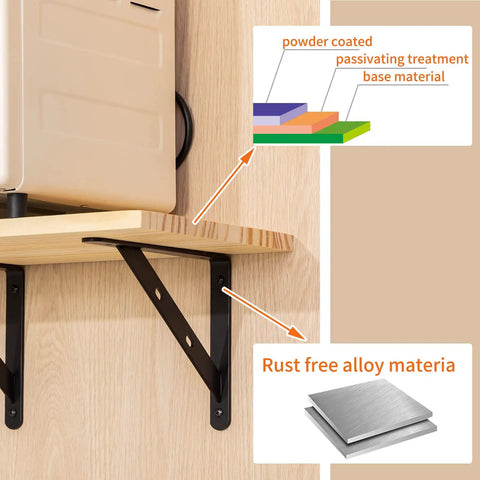 Aluminum Alloy Heavy Duty Shelf Brackets 16x10 Inch L Brackets 6 Pack Max Load 360 Lbs Each Pair Right Angle Corner Braces