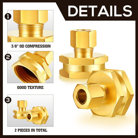 Two Pack Heavy Duty Brass Garden Hose Adapters Set Three Eighths To Three Quarters Of An Inch Female To Female Swivel Compression For Outdoor Watering Car Washing And Garden Irrigation, brass 3/8 OD compression fittings