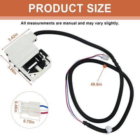 Washer Lid Lock Latch Assembly Replacement For Whirlpool And Maytag Works With MVW4505MW0 MVW4505MW1 MVW4505MW2 MVW5035MW1 MVW5035MW2 MVW5430MW1 MVW5430MW2 MVW5430PBK0 MVW5430PBK1 MVW5435PBK0, wiring harness