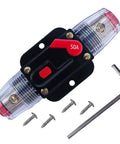 50 Amp Manual Reset Waterproof Inline Circuit Breaker For Cars ATVs Boats And Marine Trolling Motors Keep Your 12V To 48V DC Power Safe And Beefy Includes Inner Hex Tool And Mounting Screw