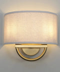 Linen Boho Aged Brass Wall Sconce With Two Light Indoor Vanity Lamp Dope Vintage Metal Base And Semicircle Shade Classic Retro Charm