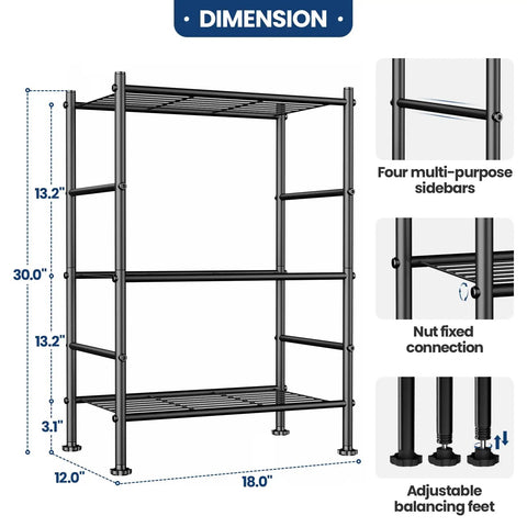 Compact 3 Tier Metal Wire Shelving Rack With Adjustable Leveling Feet And Sweet Heavy Duty Steel Build Legit Top Shelf Space Saving Shelf Organizer Go To Gear For Tiny Bathrooms Closets Or Home Garages Slick Modular Layout Lets You Link Extra Crates For