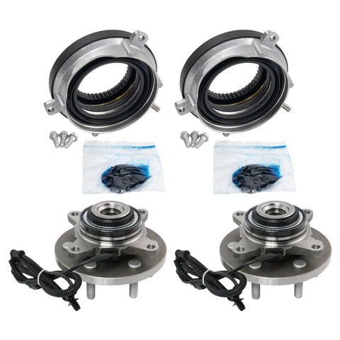 Front Wheel Bearing And Hub Assembly Kit For Ford F-150 4WD 2015 2016 2017 Including Four Piece Drop In Set With Two Front Auto Lock Hub Actuators And Two Front Wheel Bearings And Hubs For Lariat XL XLT King Ranch Limited Platinum SSV