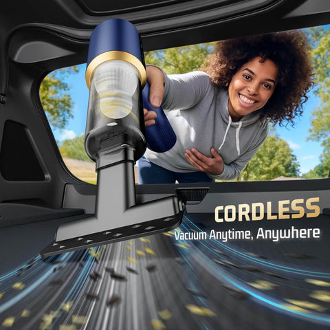 Person using Cordless Car Handheld Vacuum Cleaner With 16000Pa Suction Brushless Motor And HEPA Filter Ultra Lightweight in car