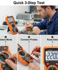 Technician using Pro Grade Digital Multimeter With True RMS AC DC Voltage And Current Measurements 6000 Counts Non Contact Voltage Detector