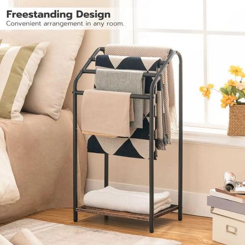 Freestanding 4 Tier Towel Rack And Blanket Display Stand For Bathroom Or Living Room Space Saving Drying Rack For Towels