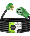 Three Prong Dryer Extension Cord 25 Feet 30 Amp NEMA 10-30P to 10-30R Waterproof PVC Jacket ETL Listed for Dryer Power