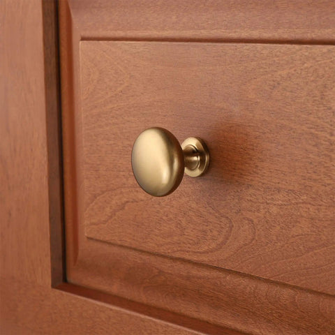Six Pack Solid Zinc Alloy Cabinet Knobs 1.2 Inch Diameter Warm Gold Champagne Bronze Antique Brass Euro Style Dresser Knobs