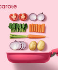 15 Piece Nonstick Pots And Pans Set With Detachable Handle For Induction Cooktop shown with fresh vegetables