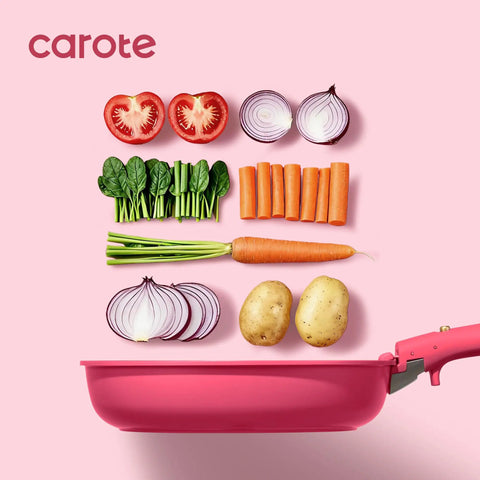 15 Piece Nonstick Pots And Pans Set With Detachable Handle For Induction Cooktop shown with fresh vegetables
