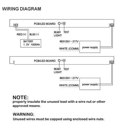 Wiring diagram for Red Exit Sign LED Emergency Light Kit 120-277V Universal Voltage Double Face With Two Adjustable Heads