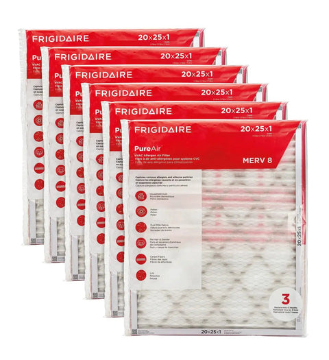 PureAir MERV 8 Allergen Pleated Electrostatic Air Filter For 20x25x1 HVAC AC Furnaces Keeps Pollen, Dust And Junk Out High-Performance Dual Wire Backing Exact 19.81 X 24.81 X 0.81 Inch 6 Pack.