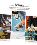 Heavy Duty Flexible Shaft Extension For Electric Grinders And Rotary Polishers quick change power tool in use with polishing kits, drill bits, and wire brushes.