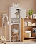 Premium Over The Toilet Storage Cabinet Featuring Adjustable Solid Wood Shelves And Deep Storage Bins For Rolls And Towels In A Sleek White Bathroom Organizer in modern space.