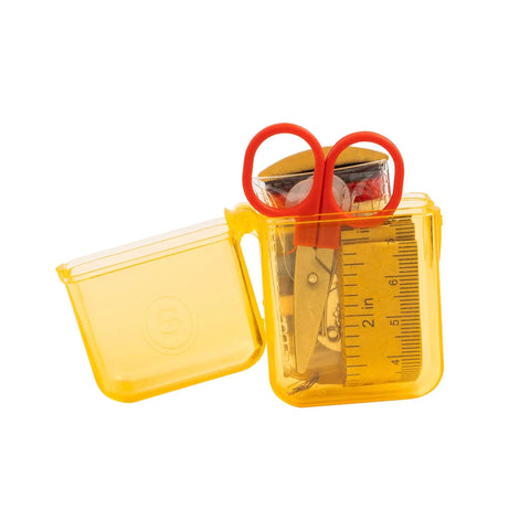 Travel Sewing Kit In Colorful Translucent Case With 10 Colored Threads, 25 Inch Tape Measure, Scissors, and Needles
